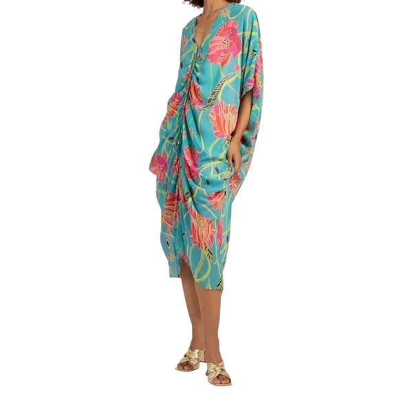 Trina Turk dress Shadow floral print dolman sleeve size Small S - Picture 1 of 8